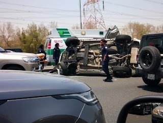 عاجل : إنقلاب سيارة إثر حادث مرورى على طريق المغرب السريع بالكويت