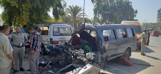مصرع شخصين وإصابة 7 أخرين في حادث تصادم بالطريق الصحراوى الشرقى بأسيوط