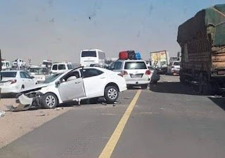 إصابة 4 أشخاص في تصادم سيارتين بصحراوي بني سويف