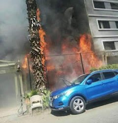 حريق هائل بمطعم وفندق شهير بالدقي