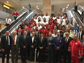 عودة وزير الشباب مع بعثة مصر بعد حصد البطولة الأفريقية