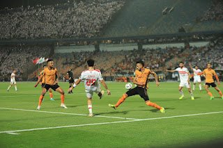 احتفالات لاعبي الزمالك بعد إحراز احمد حمدي الهدف...