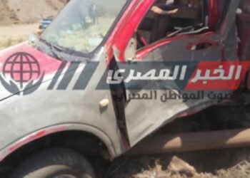 إصابة سائق فى حادث انقلاب سيارة ربع نقل على طريق اللاهون – بنى سويف الزراعى